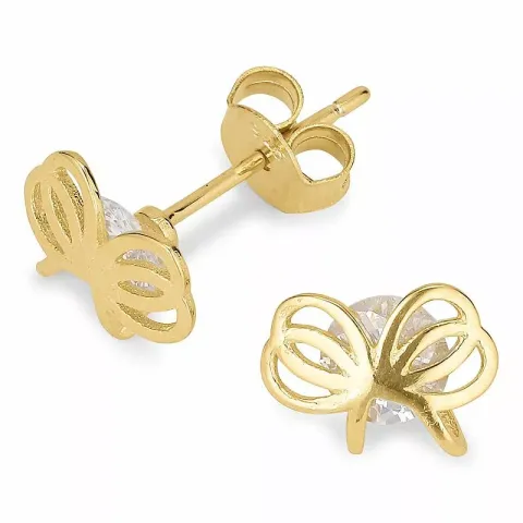 Kolleksjonsprøve sommerfugl zirkon øredobber i forgylt sølv