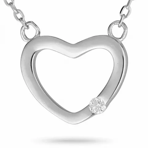 Hjerte zirkon halskjede med anheng i sølv med hjerteanheng i sølv