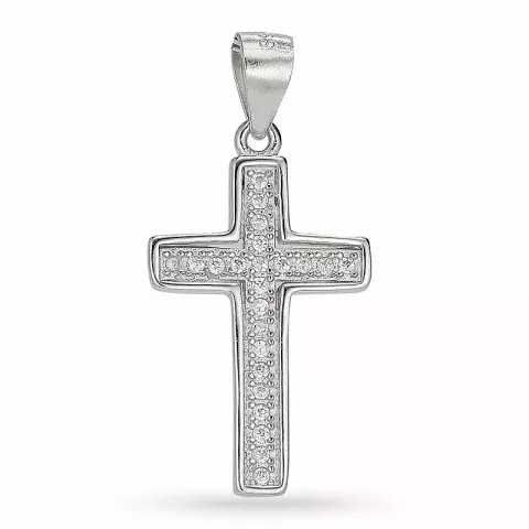 Kolleksjonsprøve kors zirkon anheng i sølv