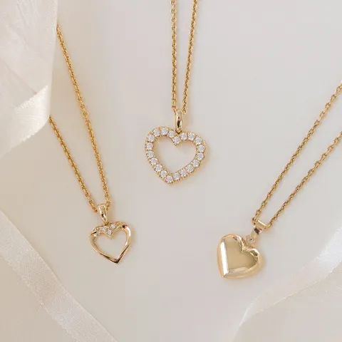 hjerte diamantanheng i 14 karat gull 0,01 ct