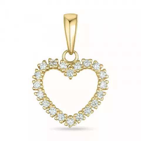 hjerte diamantanheng i 14 karat gull 0,16 ct