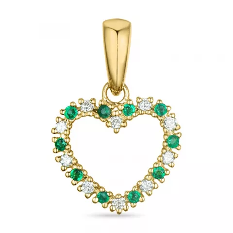 hjerte smaragd diamantanheng i 14 karat gull 0,08 ct 0,08 ct