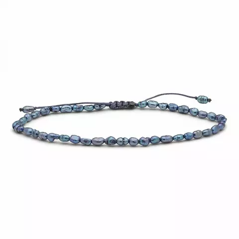 mørkeblå metallic perlearmbånd med ferskvannsperle.