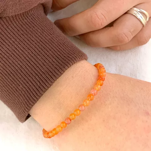 Multifarget oransje karneol armbånd i silke snor 17 cm 3 cm x 3,9 mm