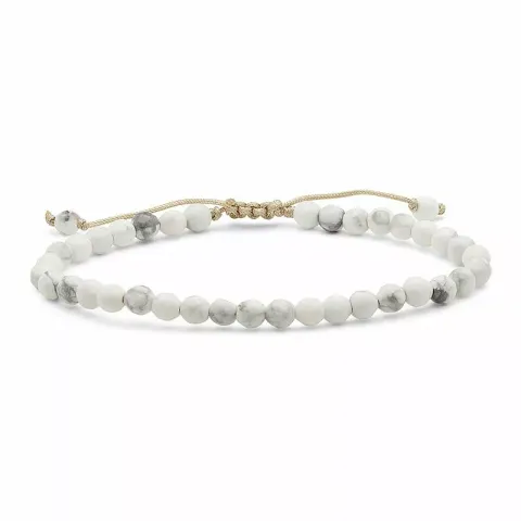 hvit howlite armbånd i silke snor 17 cm plus 6 cm x 4,3 mm