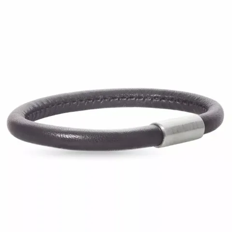 Brun lær armbånd i stål x 6 mm