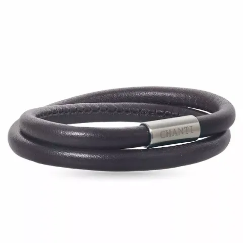 brun lær armbånd i stål x 6 mm