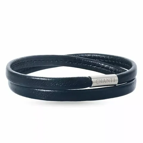 Flat svart lær armbånd i stål x 6 mm