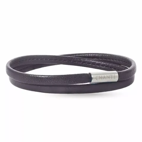 Flat brun armbånd i lær med stållås x 6 mm