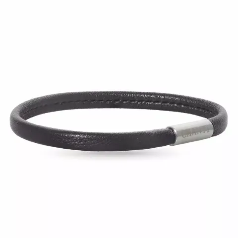 Flat brun lær armbånd i stål  x 6 mm