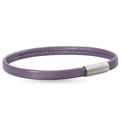 Flat lilla armbånd i lær med stållås x 6 mm