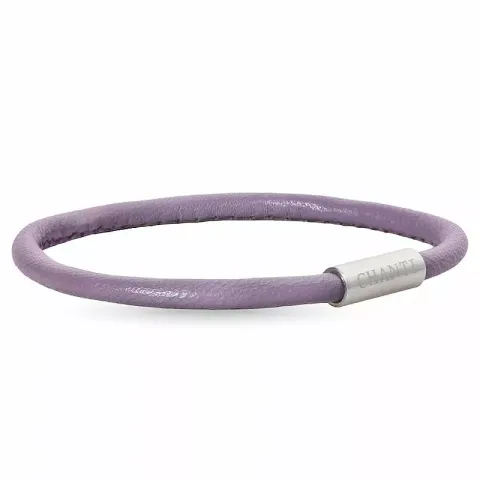 Rund lilla magnetarmbånd i lær med stållås x 4 mm
