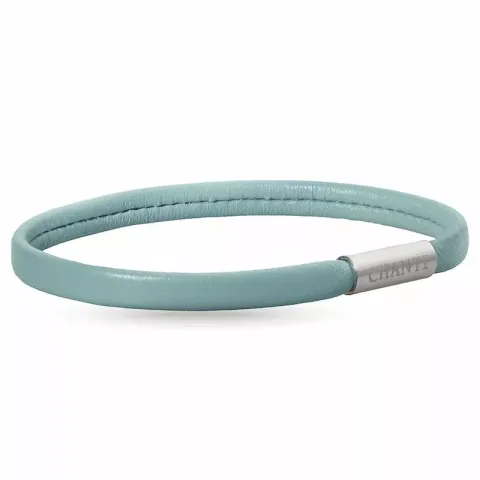 Flat grønn magnetarmbånd i lær med stållås x 6 mm
