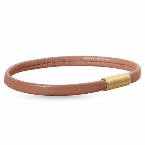 Flat brun magnetarmbånd i lær med forgylt stållås x 6 mm