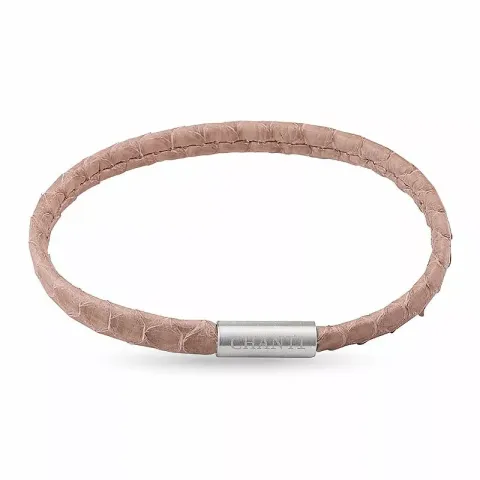 Flat beige slangearmbånd i lær med stållås x 6 mm