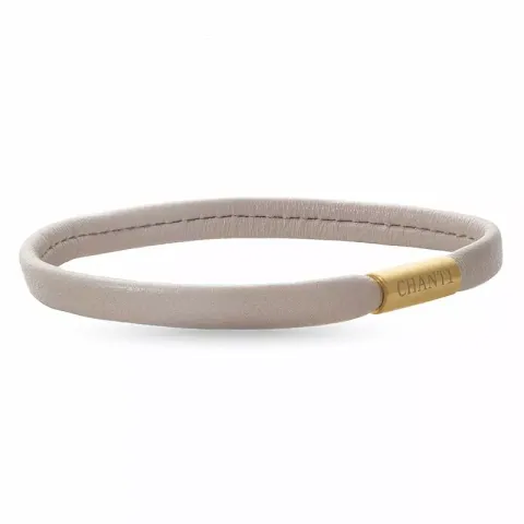 Flat beige magnetarmbånd i lær med forgylt stållås  x 6 mm