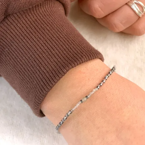 armbånd med labradoritt og hematite.