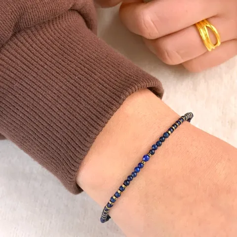 stein armbånd med lapis og hematite.