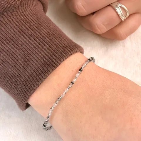 stein armbånd med kvarts og hematite.