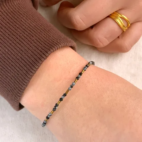 armbånd med obsidian og hematite.