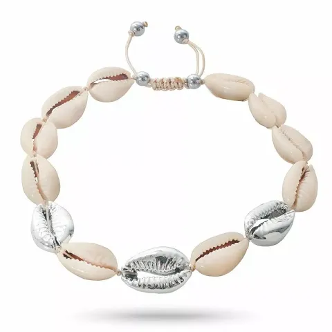 shell muslinge ankelkjede i silke snor 28 cm plus 4 cm x 12 mm