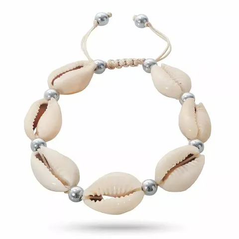 Simpel shell musling armbånd i silke snor 17 cm plus 4 cm x 12 mm