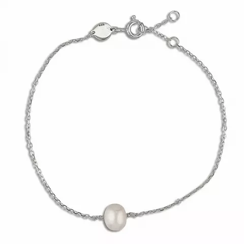 Hvit perle ankerarmbånd i sølv