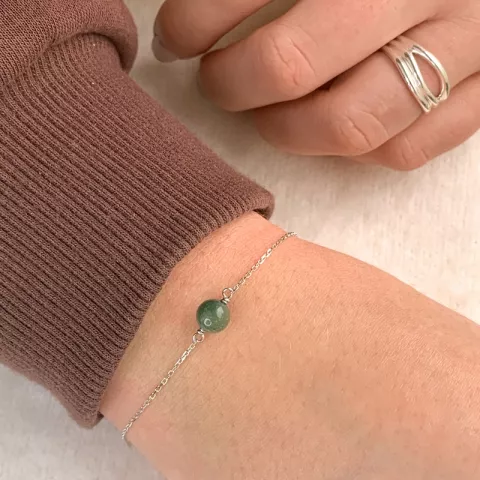 Grønn perle ankerarmbånd i sølv