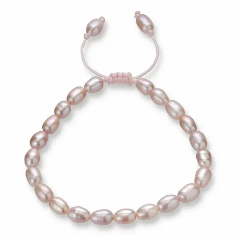 perle armbånd i rosa silke snor 17cm plus 3cm x 5,4 mm