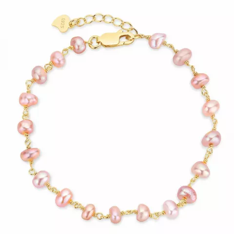 rosa perle armbånd i forgylt sølv 17 plus 3 cm x 4-5 mm