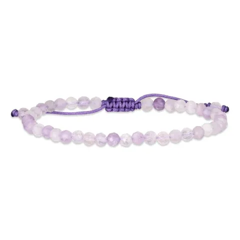 lilla ametyst armbånd i silke snor 17 cm plus 3 cm x 4 mm