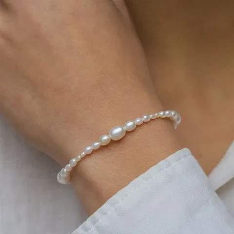Blandet størrelse armbånd med ferskvannsperle