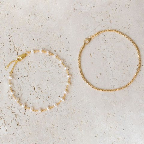 4 mm armbånd med ferskvannsperle