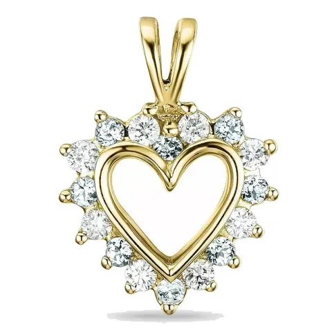 hjerte lab grown diamant anheng i 9 karat gull 0,26 ct