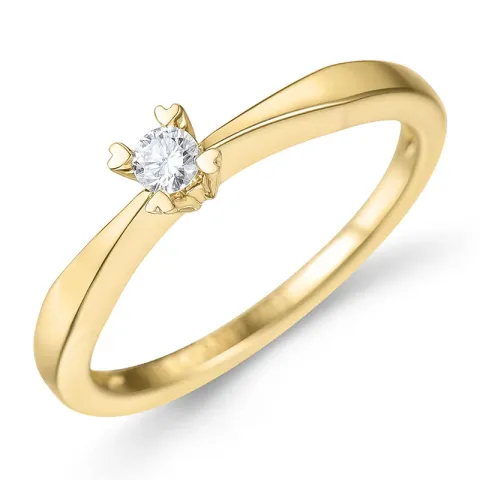 0,10 ct lab grown diamant solitairering i 9 karat gull 0,10 ct