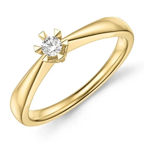 0,10 ct lab grown diamant solitairering i 9 karat gull 0,10 ct