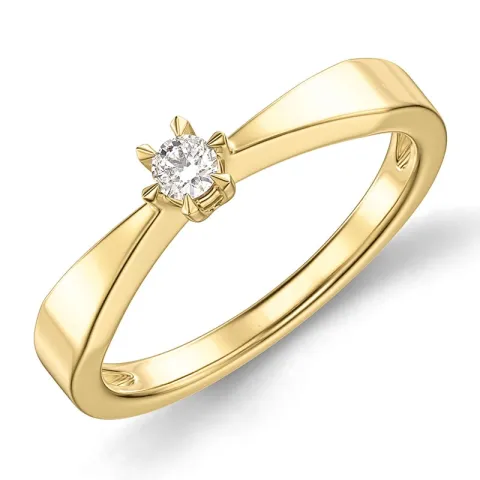 0,10 ct lab grown diamant solitairering i 9 karat gull 0,10 ct