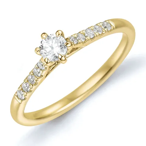 lab grown diamant ring i 9 karat gull 0,20 ct 0,11 ct