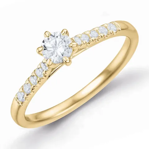 lab grown diamant ring i 9 karat gull 0,30 ct 0,13 ct