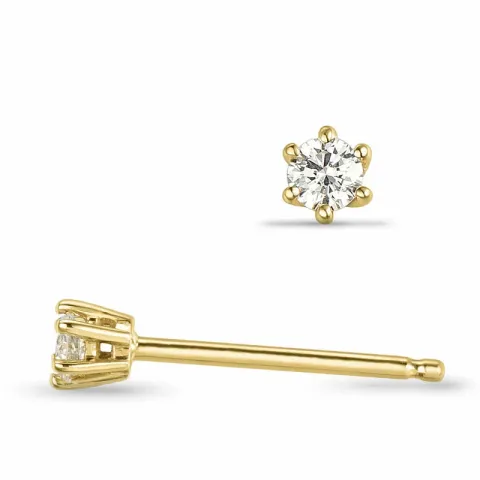 2 x 0,05 ct lab grown diamant solitaireørepynt i 9 karat gull med lab grown diamant 