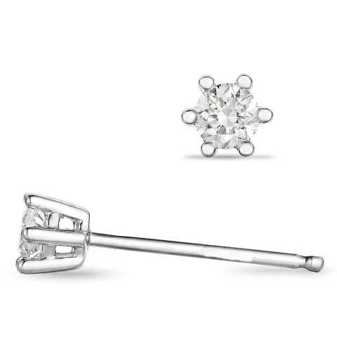 2 x 0,10 ct lab grown diamant solitaireørepynt i 9 karat hvitt gull med lab grown diamant 