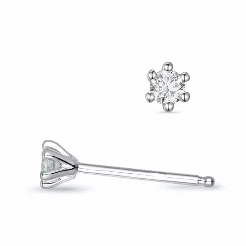 2 x 0,08 ct lab grown diamant solitaireørepynt i 9 karat hvitt gull med lab grown diamant 