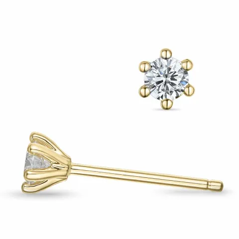 2 x 0,11 ct lab grown diamant solitaireørepynt i 9 karat gull med lab grown diamant 