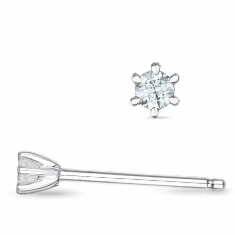 2 x 0,03 ct lab grown diamant solitaireørepynt i 9 karat hvitt gull med lab grown diamant 