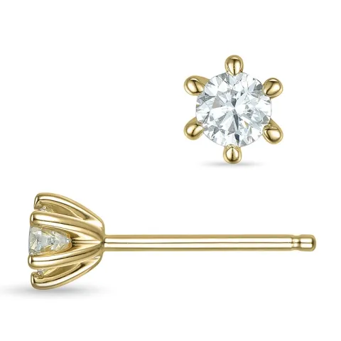 2 x 0,18 ct lab grown diamant solitaireørepynt i 9 karat gull med lab grown diamant 