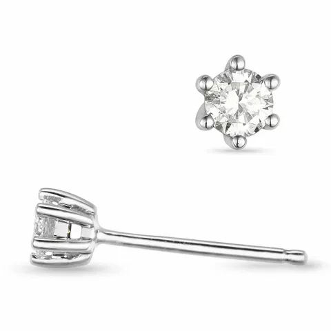 2 x 0,10 ct lab grown diamant solitaireørepynt i 9 karat hvitt gull med lab grown diamant 