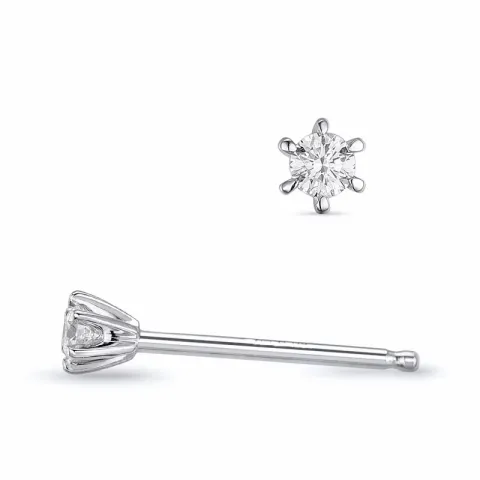 2 x 0,04 ct lab grown diamant solitaireørepynt i 9 karat hvitt gull med lab grown diamant 