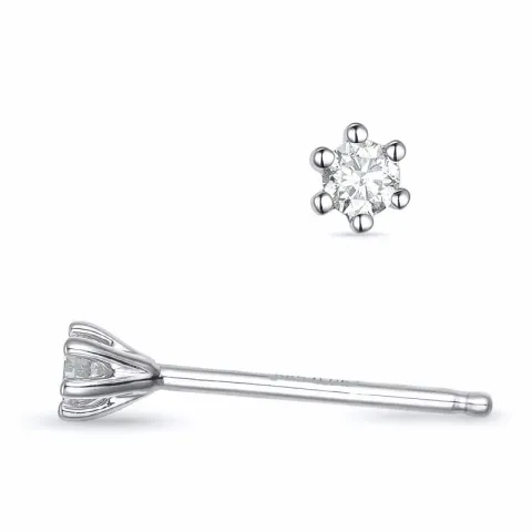 2 x 0,05 ct lab grown diamant solitaireørepynt i 9 karat hvitt gull med lab grown diamant 