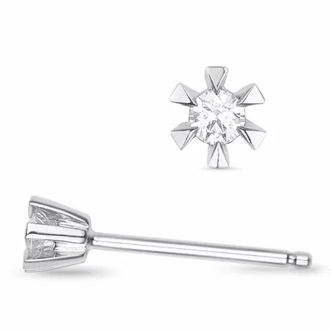 2 x 0,03 ct lab grown diamant solitaireørepynt i 9 karat hvitt gull med lab grown diamant 