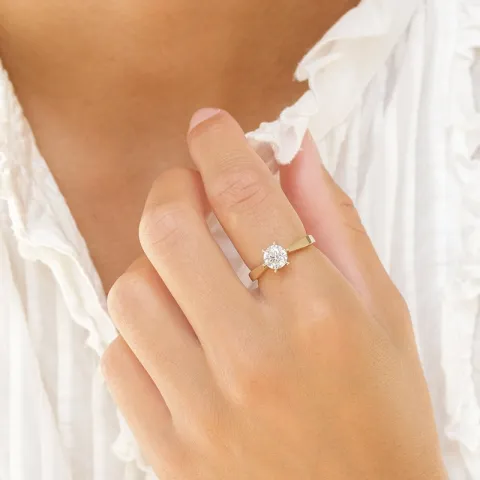 1,00 ct lab grown diamant ring i 14 karat gull 1,00 ct